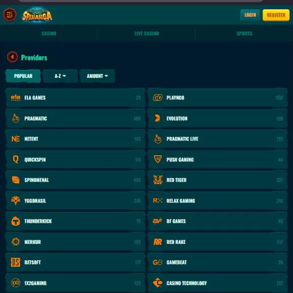 Selección de tragaperras Spinanga