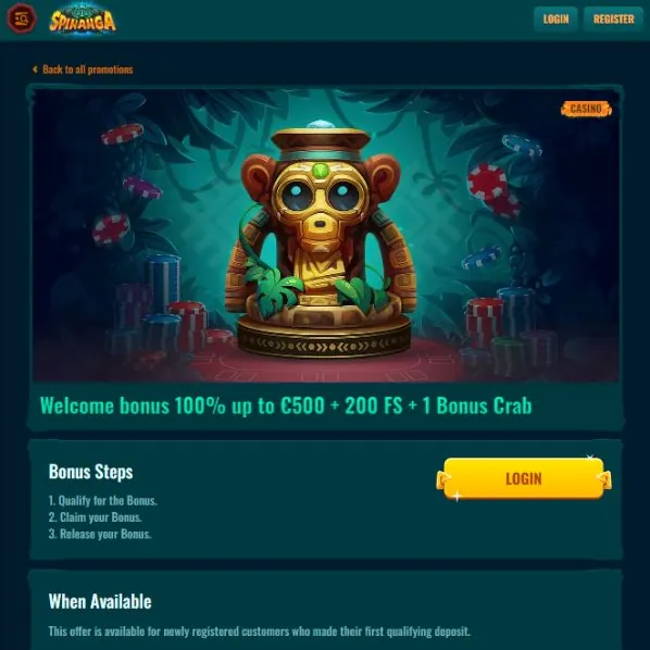 Bono de Bienvenida de Spinanga Casino España