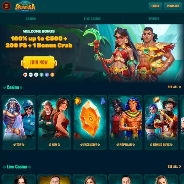 Interfaz de juegos de Spinanga Casino