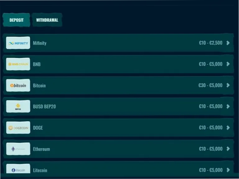 Depósito en Spinanga Casino