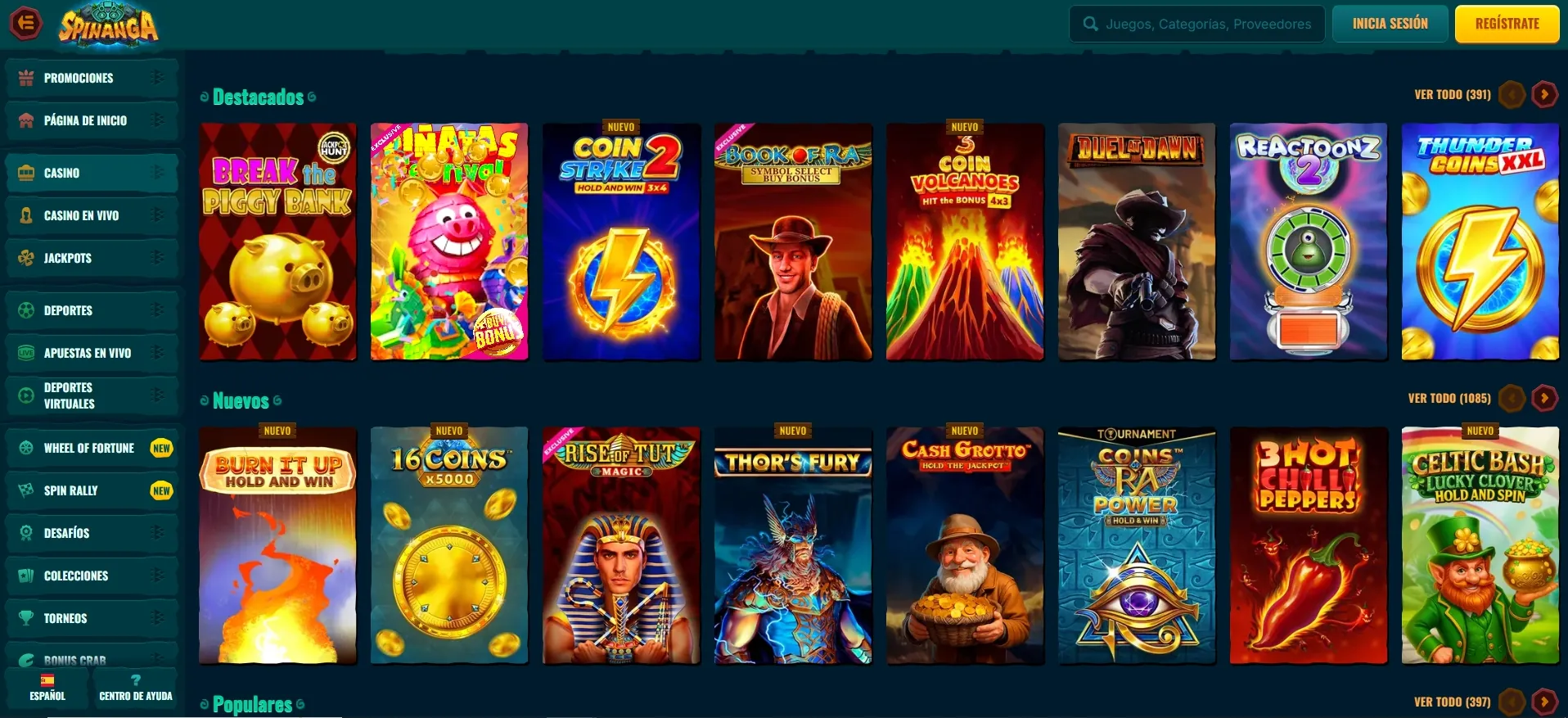 Spinanga Casino España — Juegos Online y Bonos