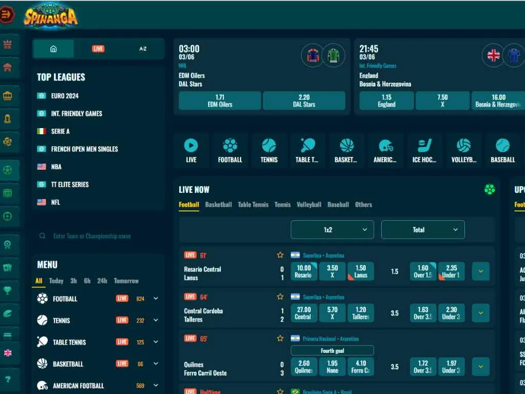 Apuestas deportivas en Spinanga Casino