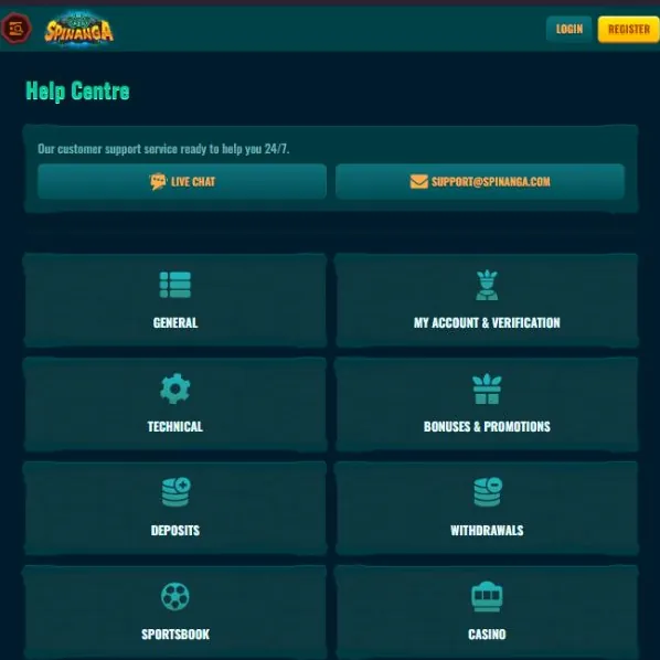 Atención al cliente 24/7 en Spinanga Casino